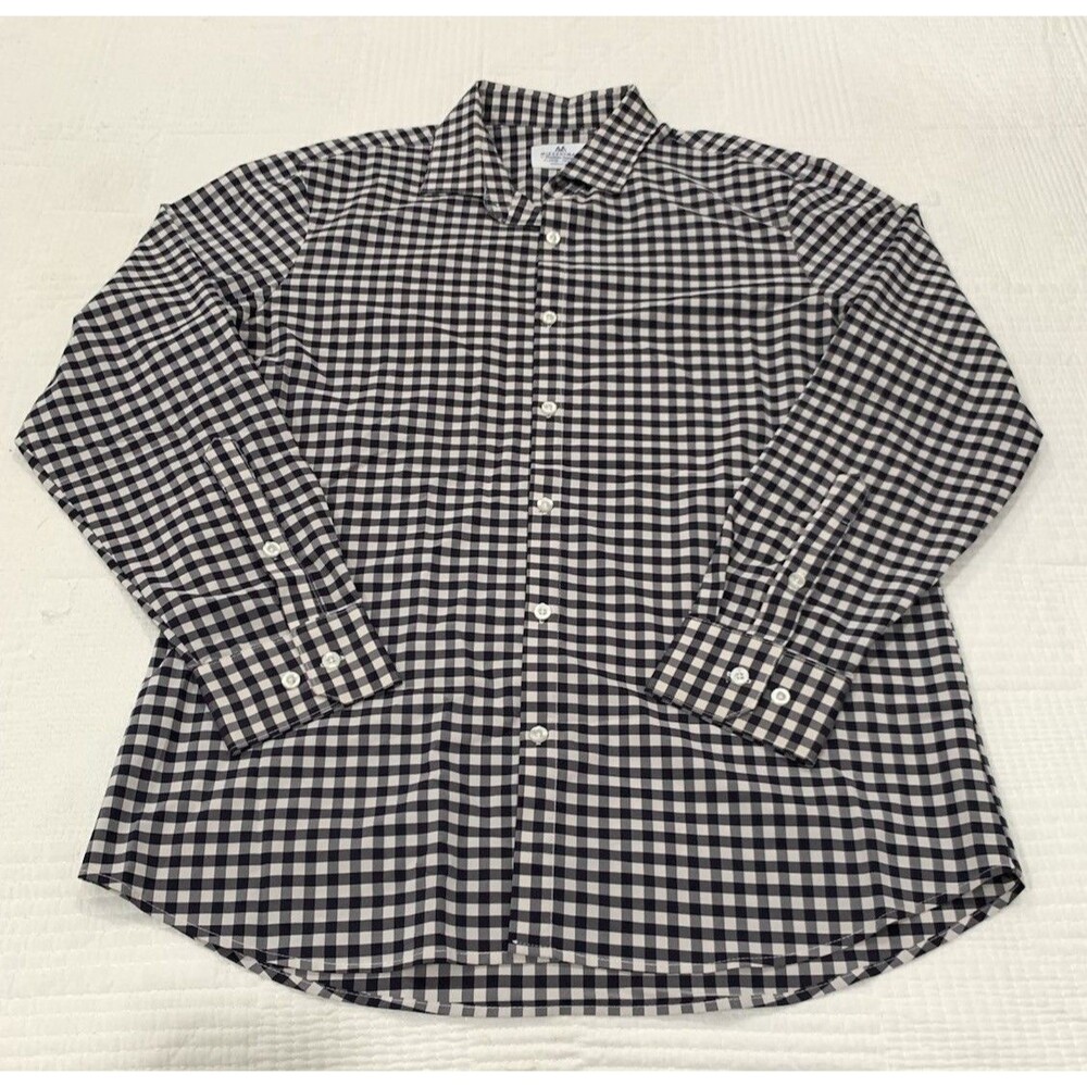 Mizzen + Main Leeward Shirt Men XL Trim Fit Black Check Long Sleeve Button Up